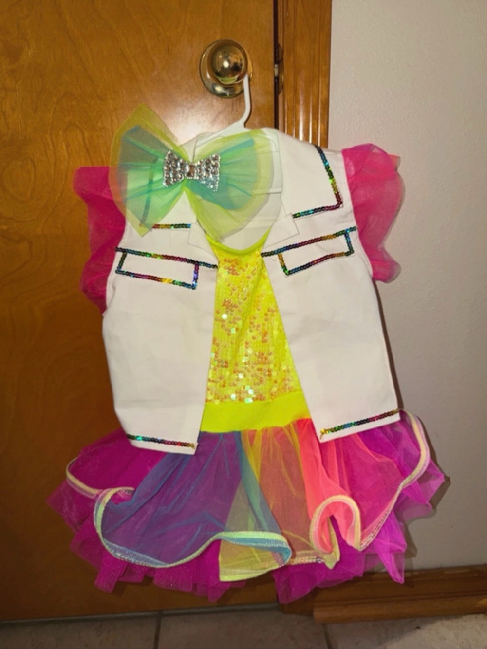 Weissman Neon Rainbow Tutu Costume with White Sequin-Trim Vest